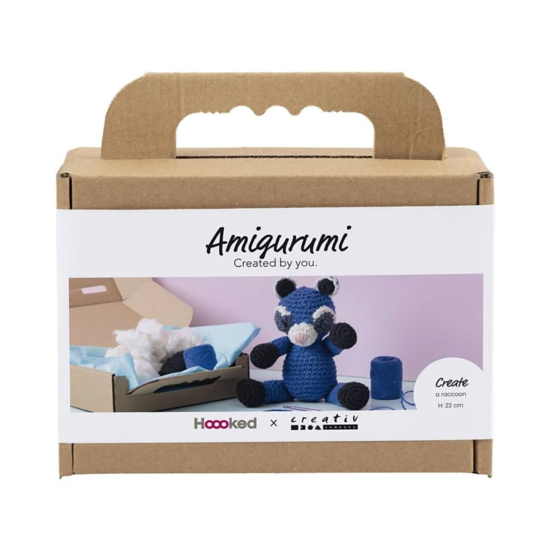 Creativ Company | Amigurumi Waschbär Häkelset DIY Baumwolle schwarz blau