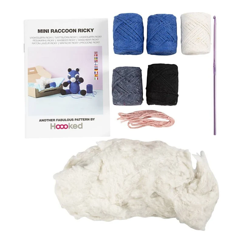 Creativ Company | Amigurumi Waschbär Häkelset DIY Baumwolle schwarz blau