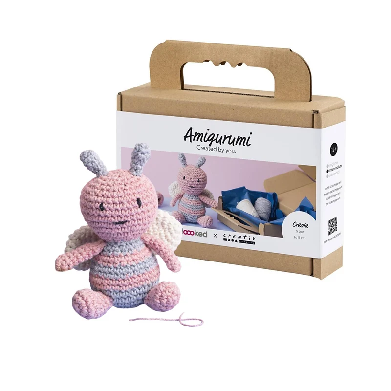 Creativ Company | Amigurumi Honigbiene Häkelset DIY Baumwolle Pastellfarben
