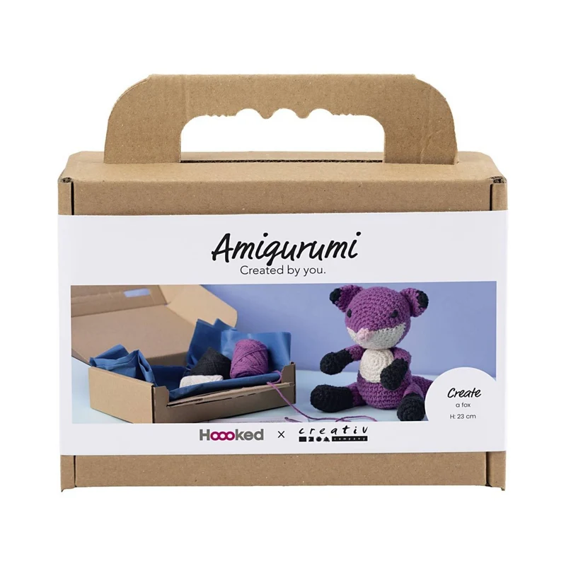 Creativ Company | Amigurumi Fuchs Häkelset DIY Baumwolle schwarz pflaumenblau