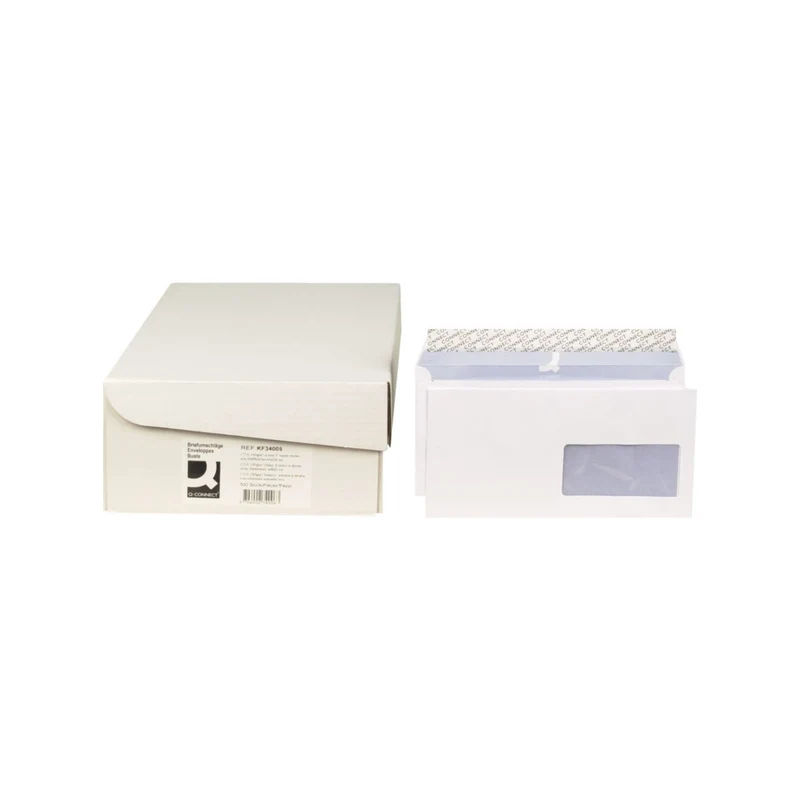 Q-Connect | Couvert C6/5 - Briefumschläge mit Fenster rechts, 100 g/m2, hochweiss, haftklebend