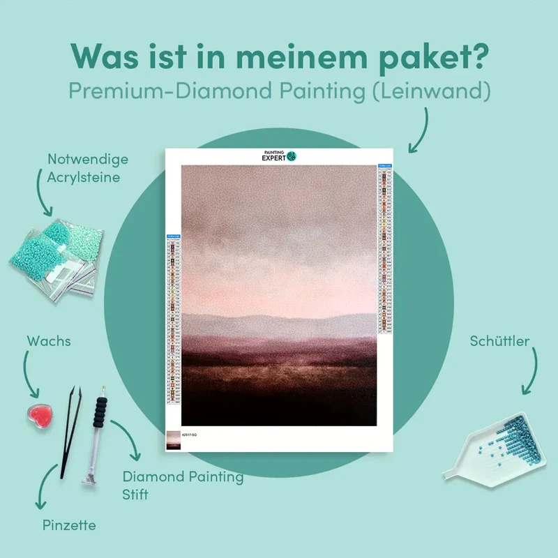 Diamond Painting Abstrakte minimalistische Landschaft in Lila, Taupe und Bordeauxrot
