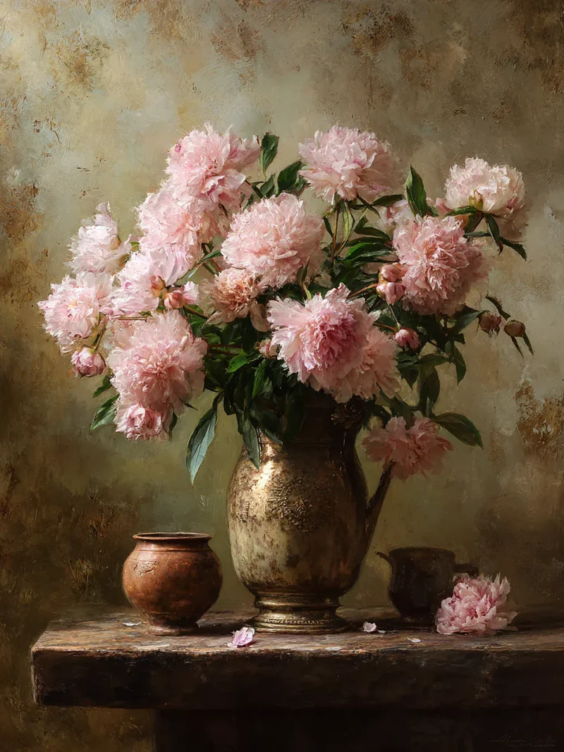 Diamond Painting Brocante Rosa Pfingstrosen