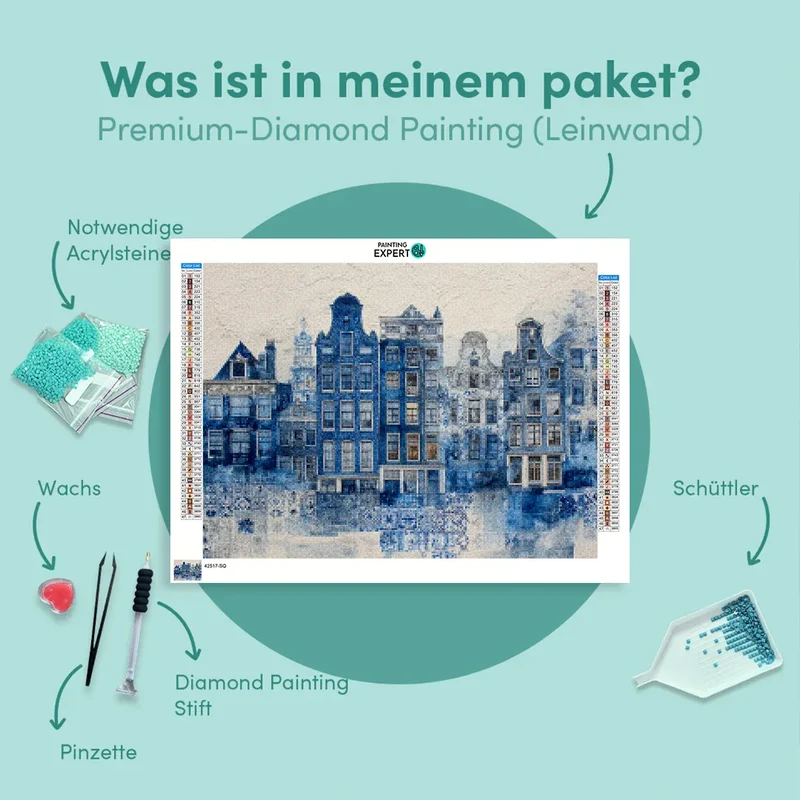 Diamond Painting Collage von Delft, in Delfter Blau
