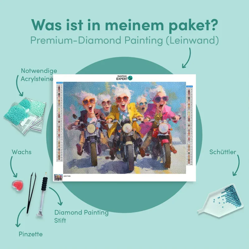Diamond Painting Gemütliche Damen beim Motorradfahren