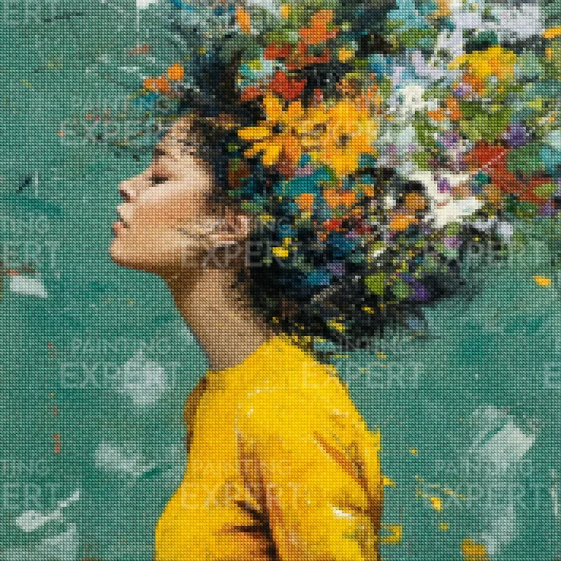 Diamond Painting Das Mädchen und die Blumen