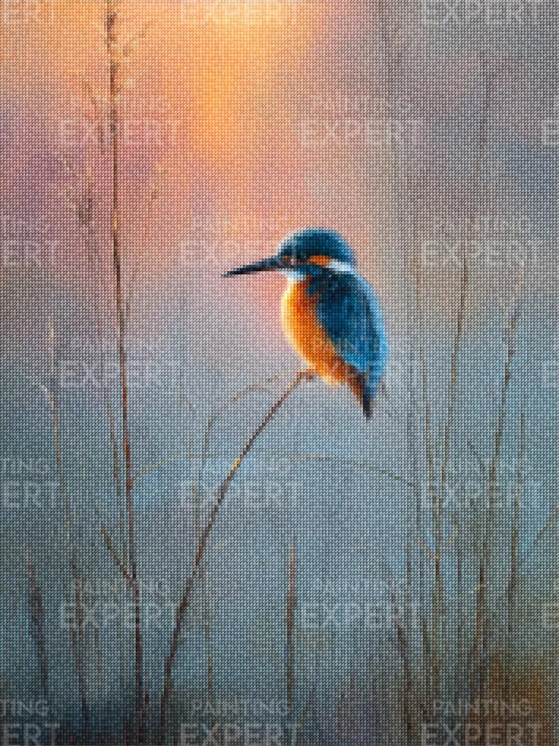 Diamond Painting Eisvogel bei Sonnenaufgang