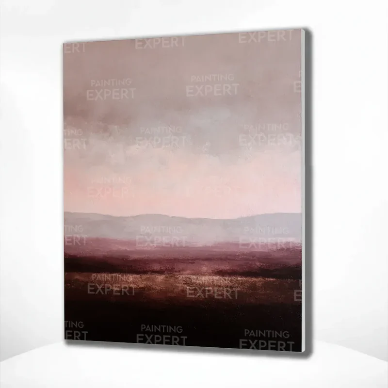 Malen nach Zahlen Abstrakte minimalistische Landschaft in Lila, Taupe und Bordeauxrot