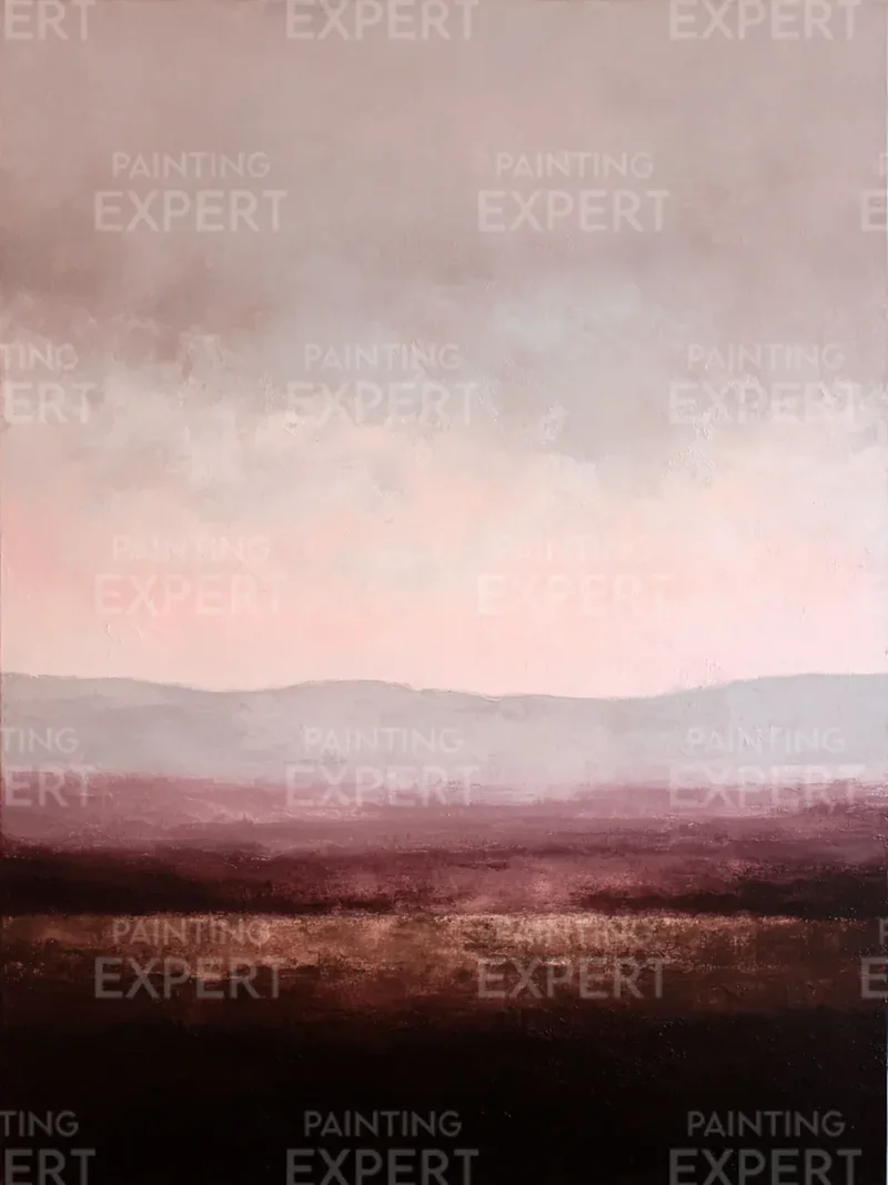 Malen nach Zahlen Abstrakte minimalistische Landschaft in Lila, Taupe und Bordeauxrot