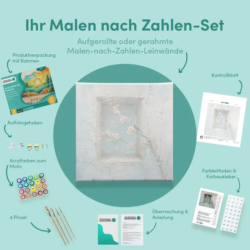 Malen nach Zahlen Blühendes Fenster zur Vergangenheit