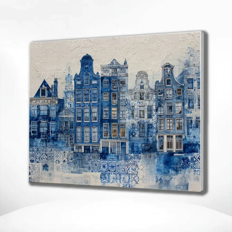 Malen nach Zahlen Collage von Delft, in Delfter Blau