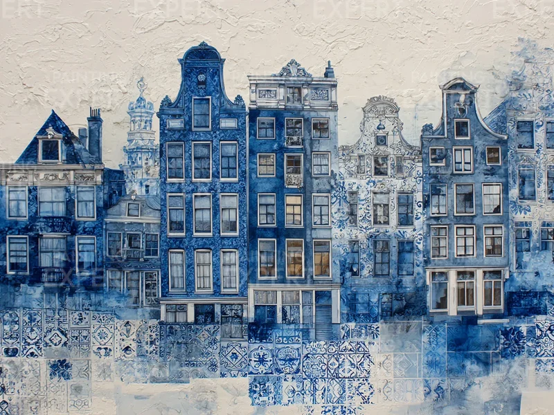 Malen nach Zahlen Collage von Delft, in Delfter Blau