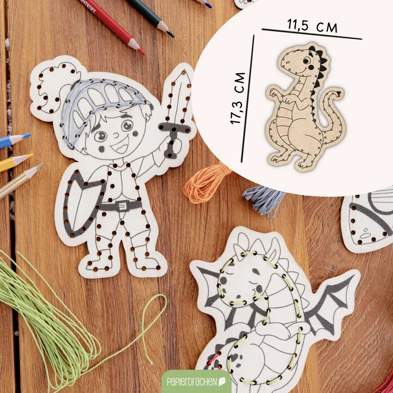 Papierdrachen DIY Fädelset aus Holz - Berufe & Abenteuer
