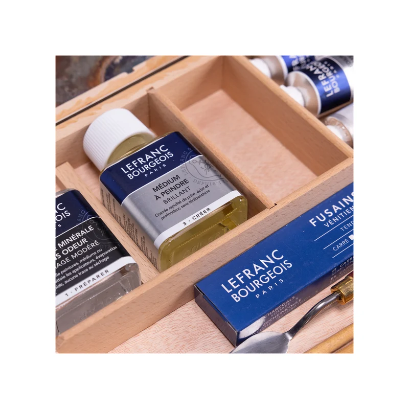 LEFRANC BOURGEOIS Geschenk-Box im Holzkoffer - exklusives Künstler Ölmal-Set