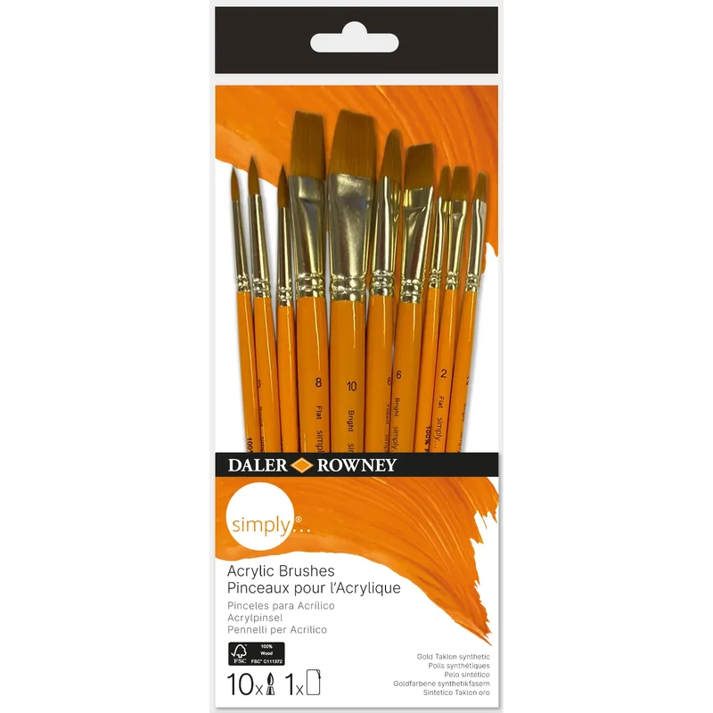 DALER ROWNEY Simply Pinselset ACRYL (10 ST, Mischung)