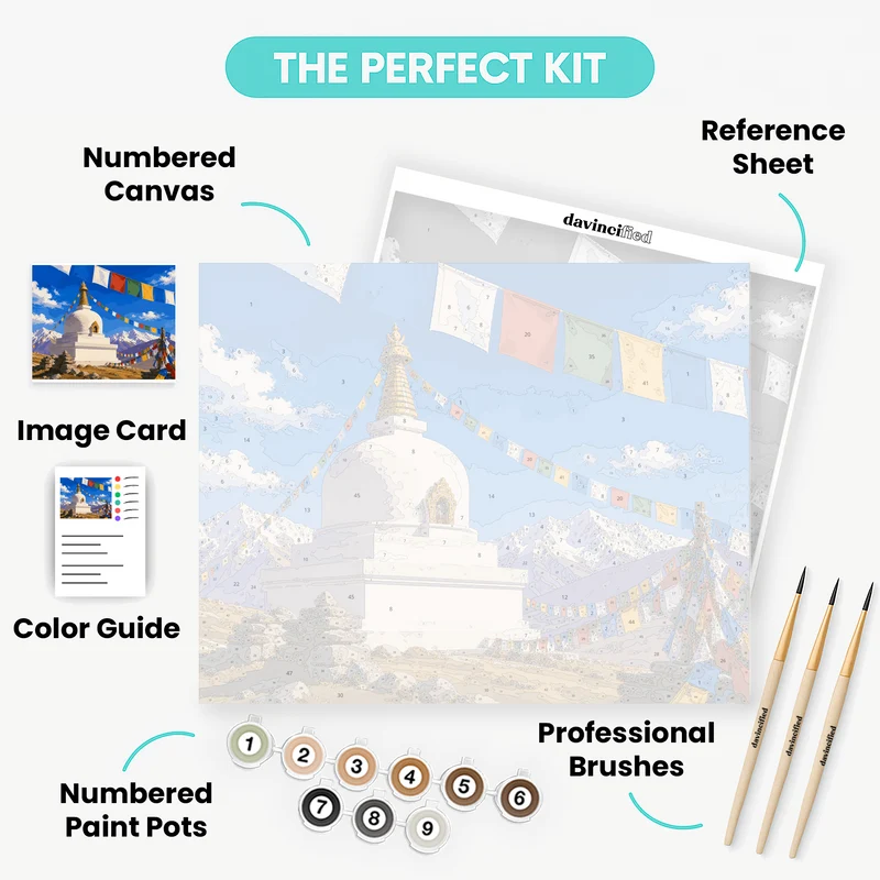 Windswept Stupa Flags - Paint by Numbers Kit
