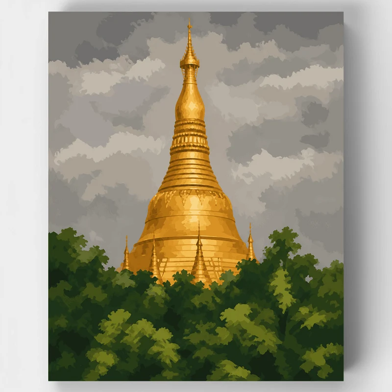 Golden Pagoda Spire - Paint by Numbers Kit