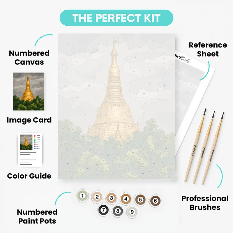 Golden Pagoda Spire - Paint by Numbers Kit