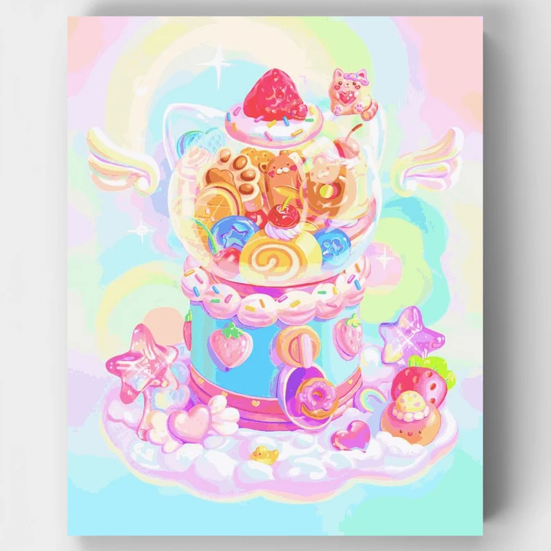 "Sweet Cat Gachapon" Paint by Numbers Kit