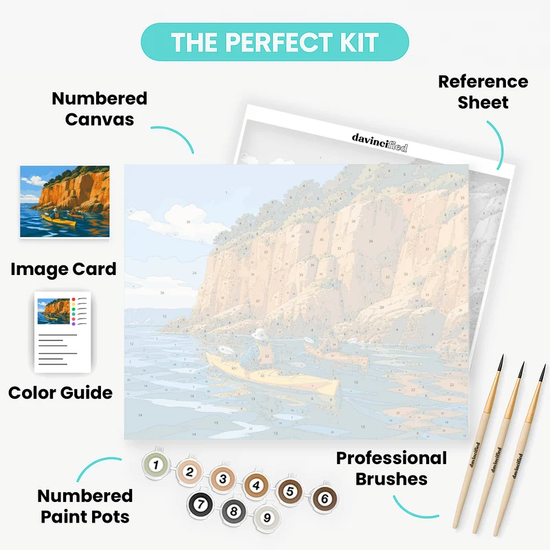 Golden Cliffs Kayakers - Paint by Numbers Kit