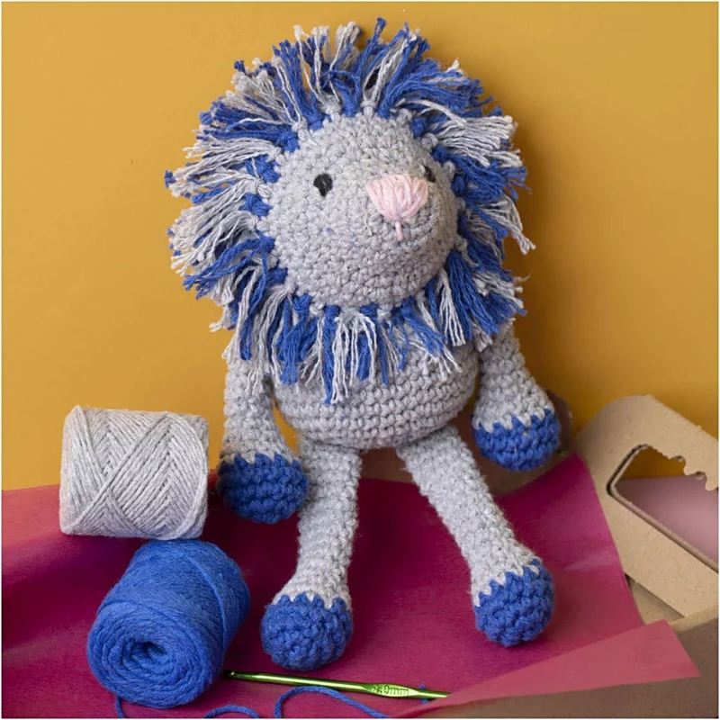Creativ Company | Amigurumi Löwe Häkelset DIY Baumwolle marineblau hellgrau