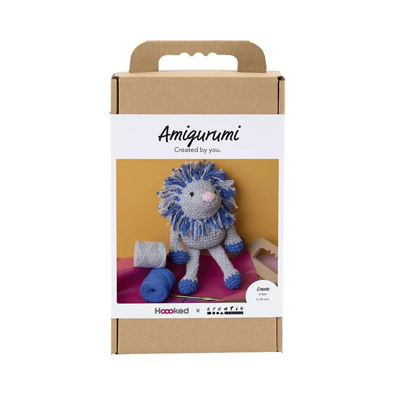 Creativ Company | Amigurumi Löwe Häkelset DIY Baumwolle marineblau hellgrau