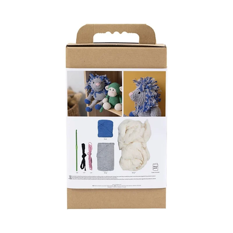 Creativ Company | Amigurumi Löwe Häkelset DIY Baumwolle marineblau hellgrau