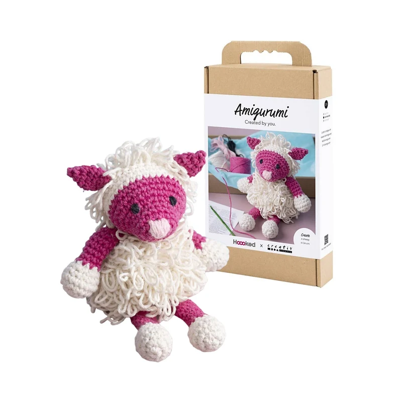 Creativ Company | Amigurumi Schaf Häkelset DIY Baumwolle pink creme