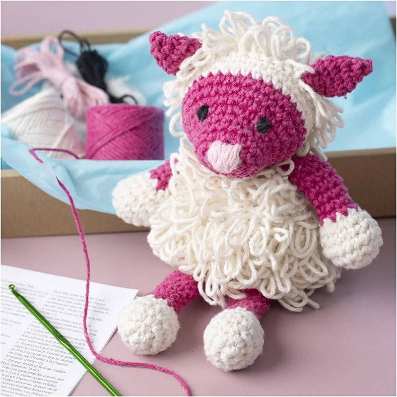 Creativ Company | Amigurumi Schaf Häkelset DIY Baumwolle pink creme