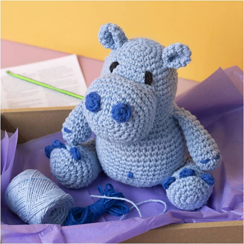 Creativ Company | Amigurumi Nilpferd Häkelset DIY Baumwolle blau hellblau