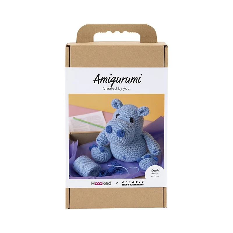 Creativ Company | Amigurumi Nilpferd Häkelset DIY Baumwolle blau hellblau