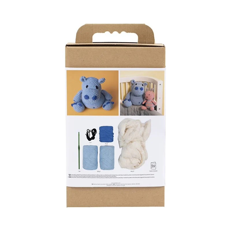 Creativ Company | Amigurumi Nilpferd Häkelset DIY Baumwolle blau hellblau