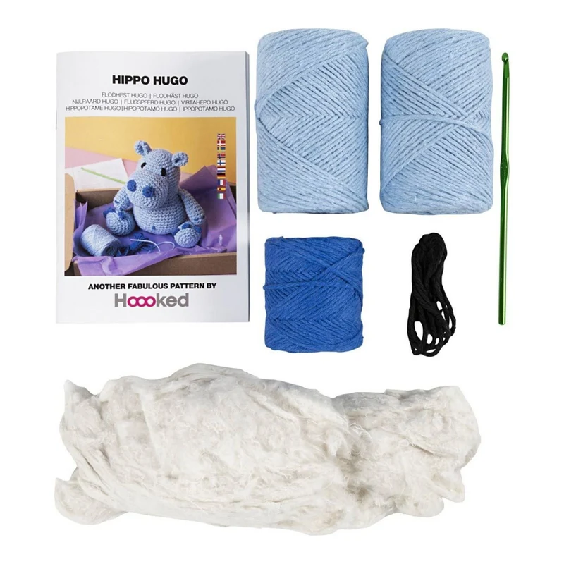 Creativ Company | Amigurumi Nilpferd Häkelset DIY Baumwolle blau hellblau