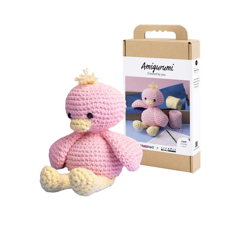 Creativ Company | Amigurumi Entchen Häkelset DIY Baumwolle hellpink hellgelb
