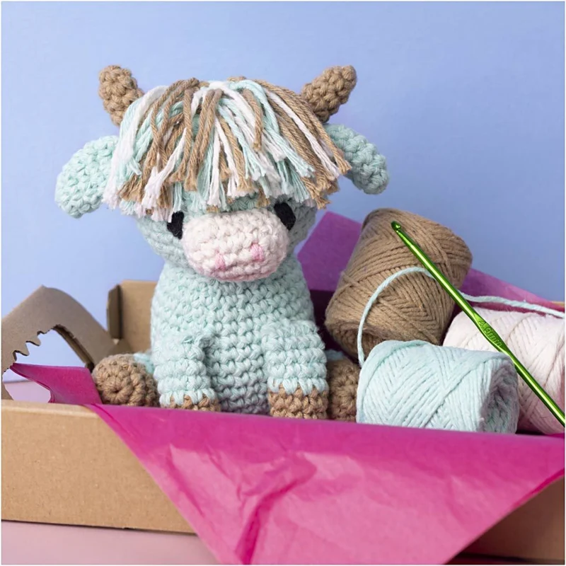 Creativ Company | Amigurumi Kuh Häkelset DIY Baumwolle beige mint