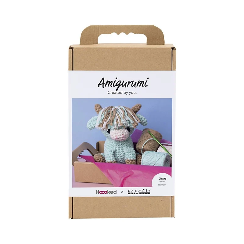Creativ Company | Amigurumi Kuh Häkelset DIY Baumwolle beige mint