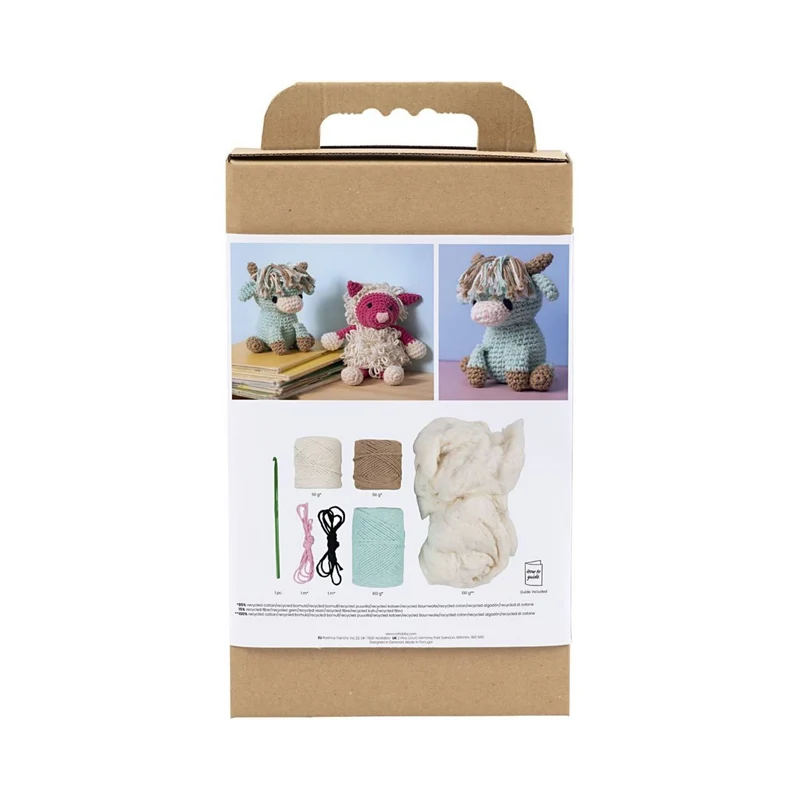 Creativ Company | Amigurumi Kuh Häkelset DIY Baumwolle beige mint