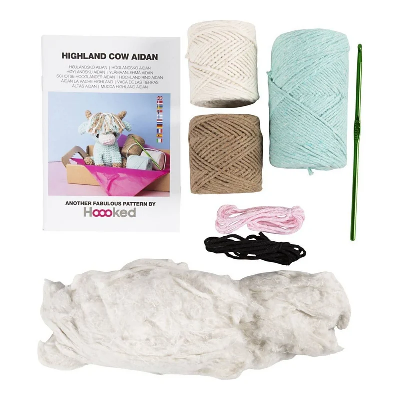 Creativ Company | Amigurumi Kuh Häkelset DIY Baumwolle beige mint
