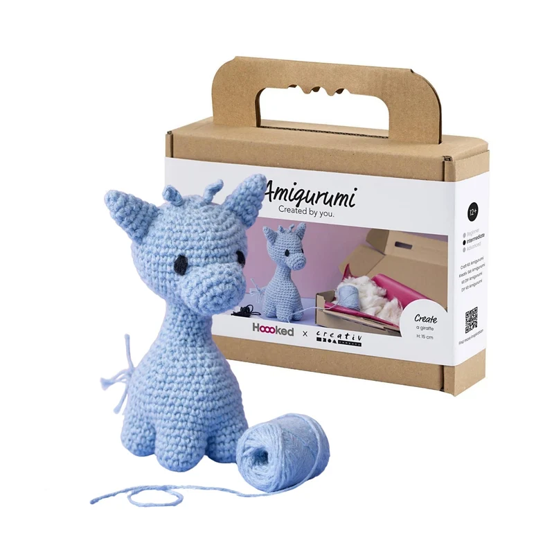 Creativ Company | Amigurumi Giraffe Häkelset DIY Baumwolle hellblau