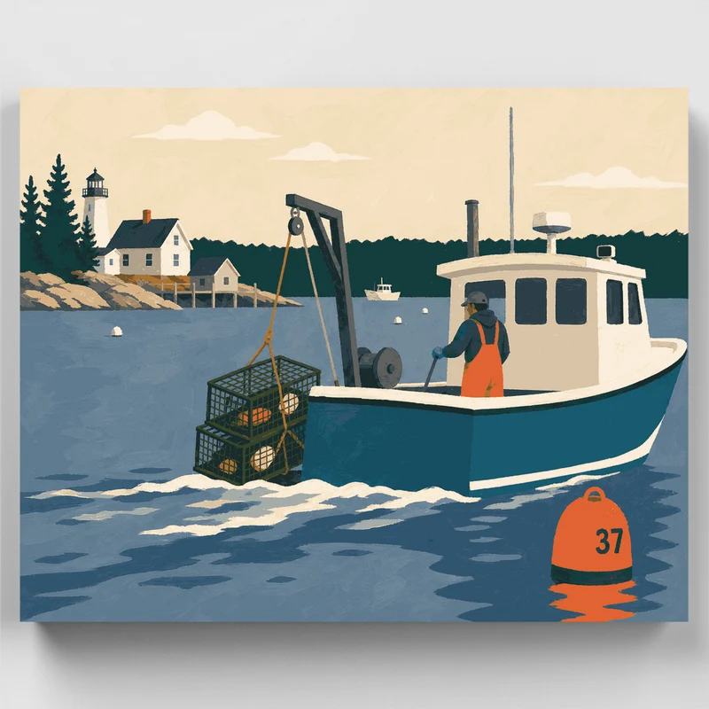 Hauling Lobster Traps - Paint by Numbers Kit