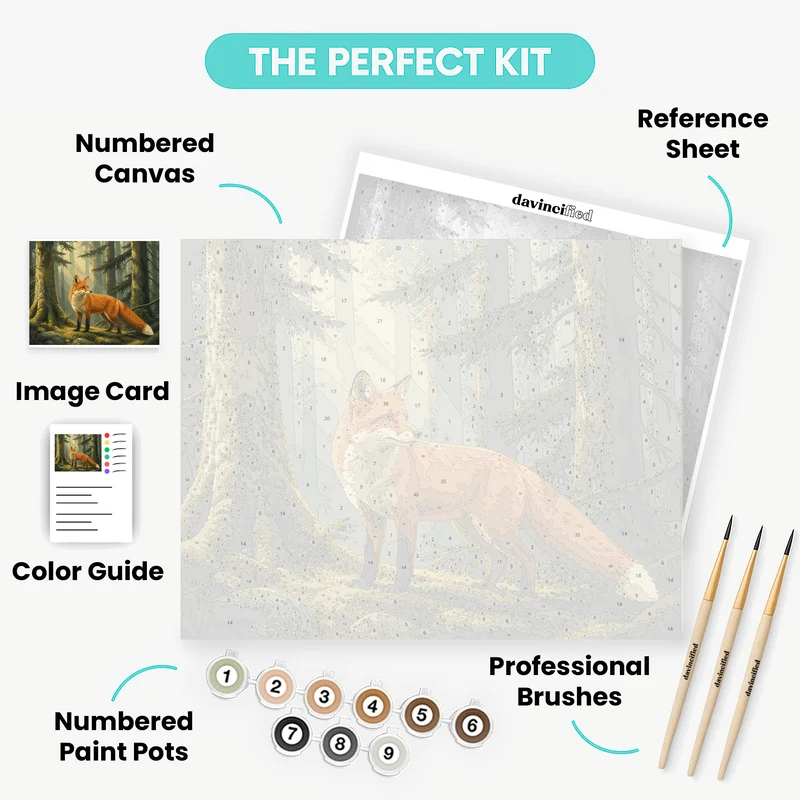 Watchful Fox in Spruce Light - Paint by Numbers Kit