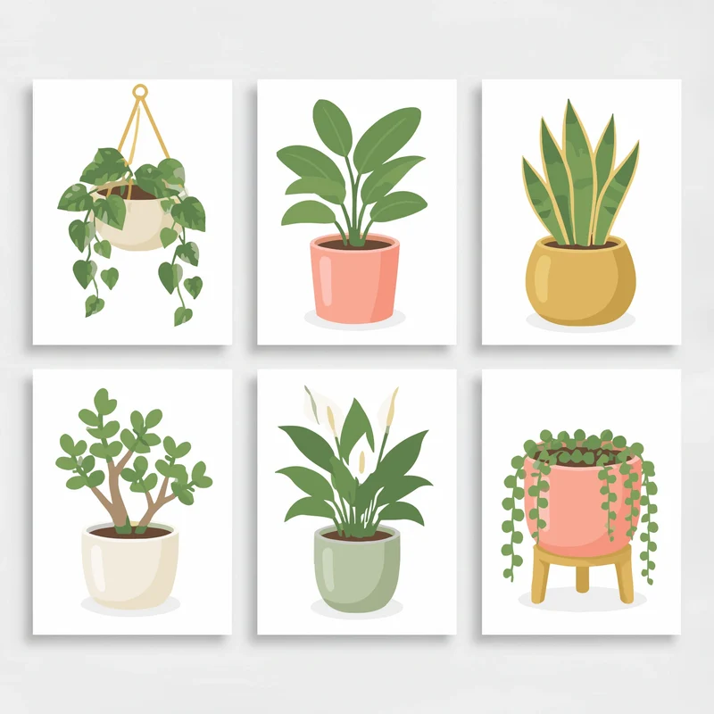 Potted Houseplants - Mini Paint by Numbers Set