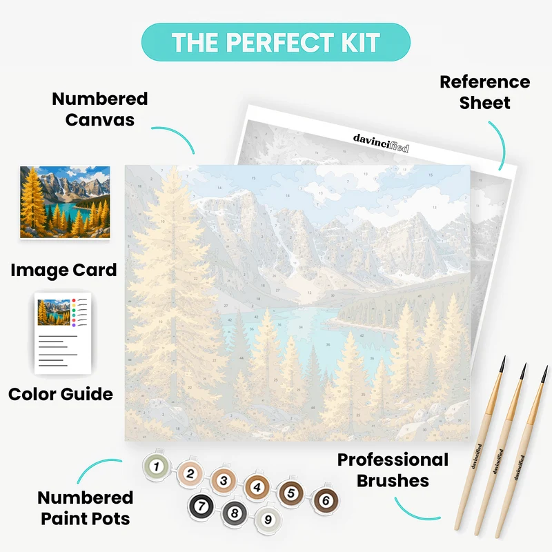 Golden Larches at Lake Moraine - Paint by Numbers Kit