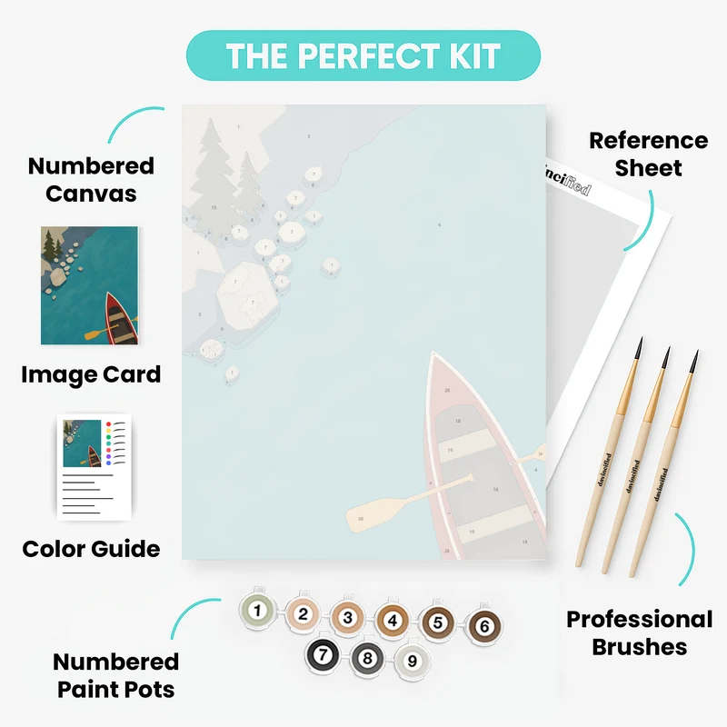 Bird's-Eye Canoe, Lake Moraine - Paint by Numbers Kit