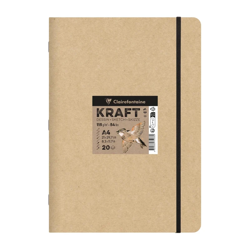 Μπλοκ χαρτί kraft CLAIREFONTAINE 115 g/m² – A5 – A4, 20 φύλλα