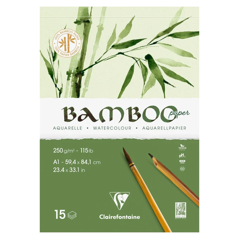 Bambusov akvarelni blok CLAIREFONTAINE CP 250 g/m² A1 - 15 listov