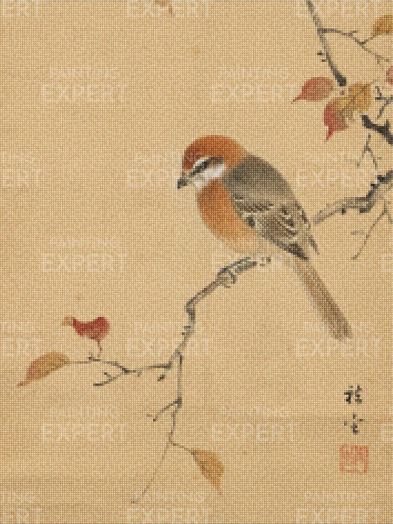 Diamond Painting Vogel auf einem stillen Ast Japan