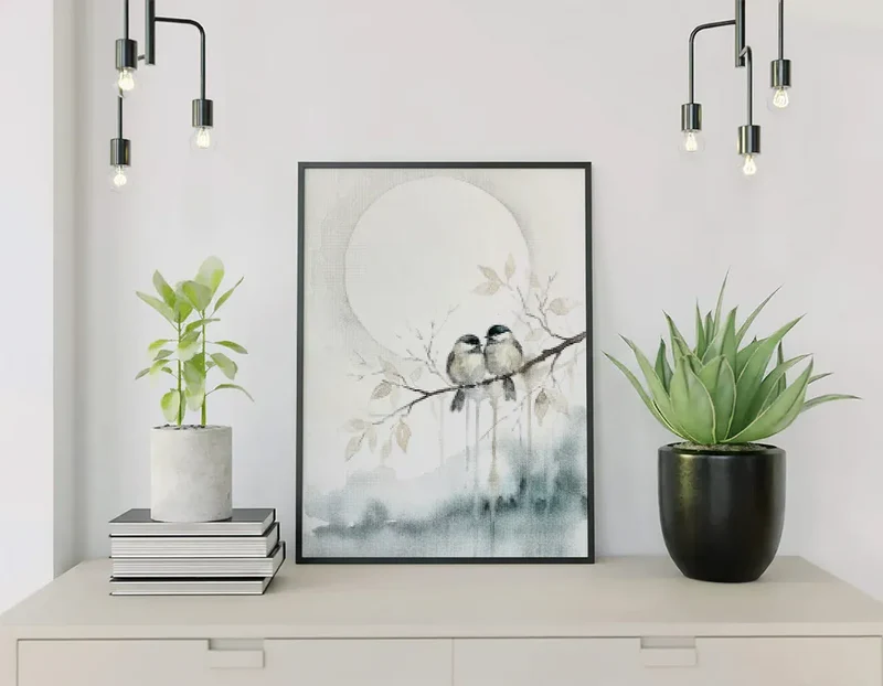Diamond Painting Zwei Vögel unter dem Mond Japan