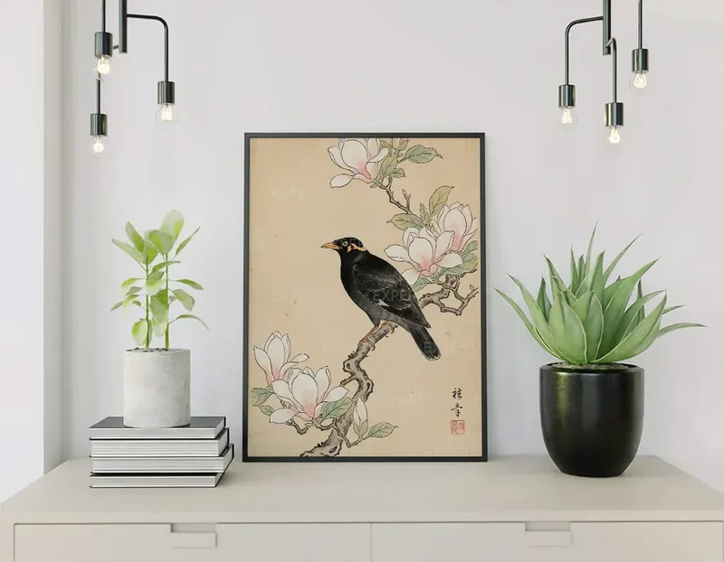 Malen nach Zahlen Amsel bei Magnolie Japan
