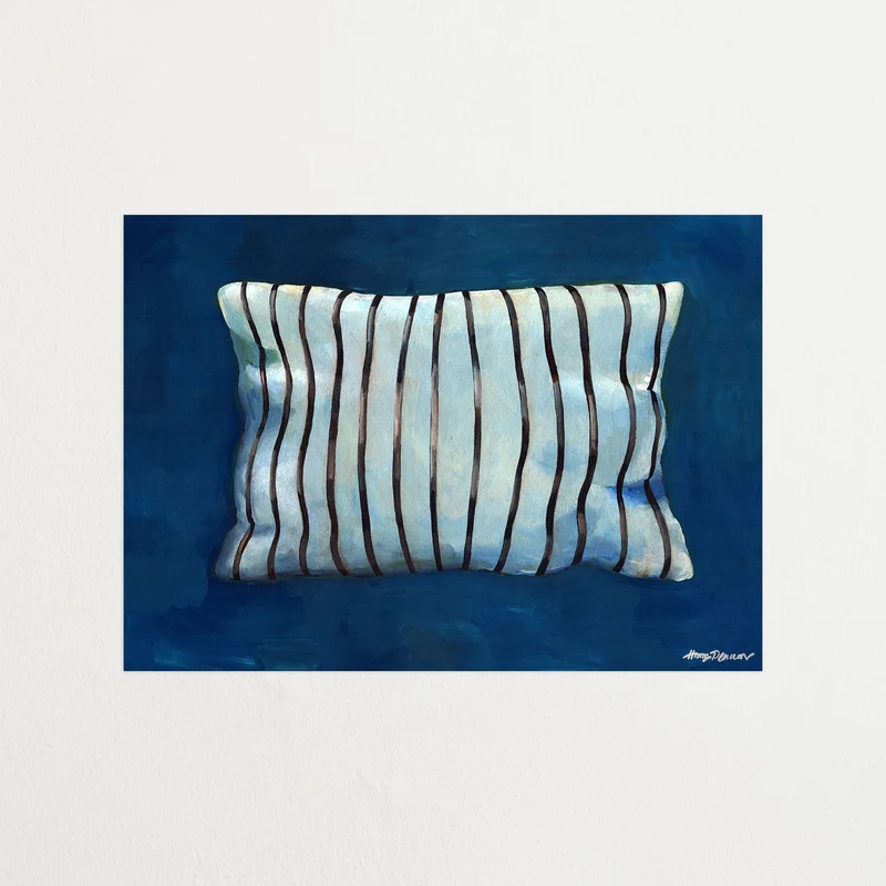 Thin stripe pillow aqua